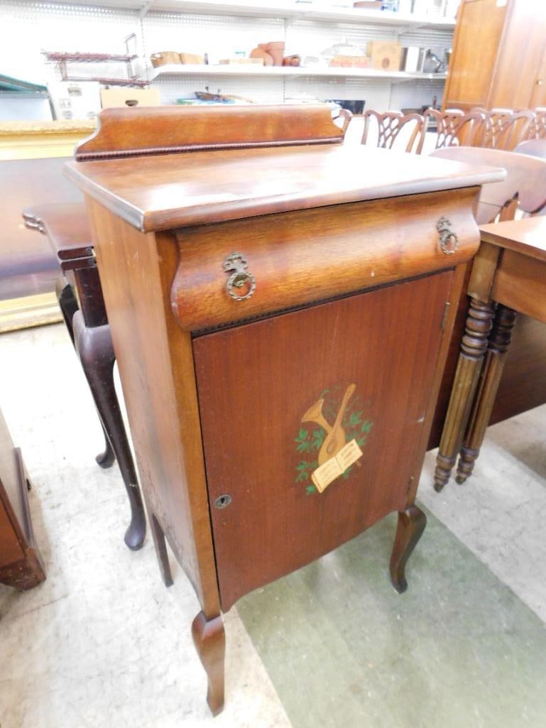 Vintage 1 Drawer Sheet Music Cabinet - with Key - 39.5" x 19.5" x 15" - 11