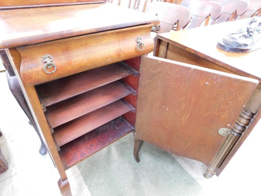 Vintage 1 Drawer Sheet Music Cabinet - with Key - 39.5" x 19.5" x 15" - 9