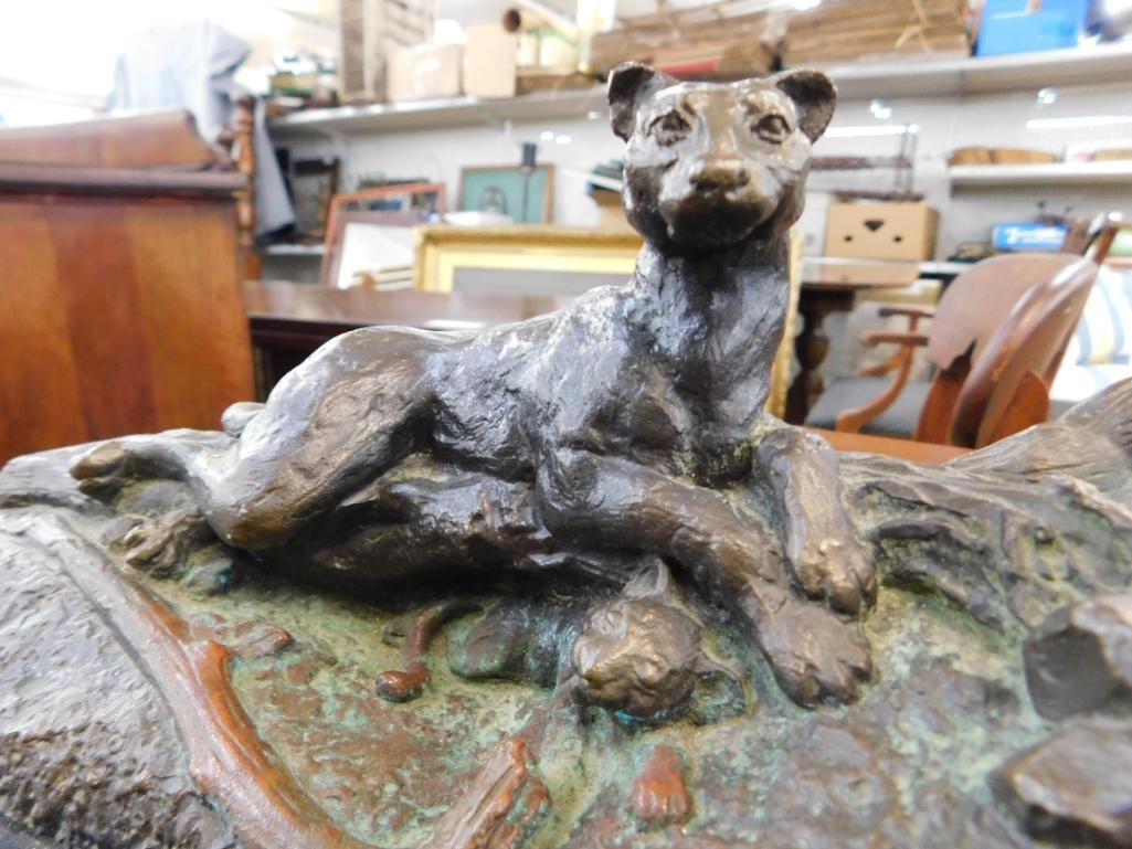 R.M. Persinger Solid Bronze Mountain Lioness Sculpture Signed 1982 - L.E 500 - 2