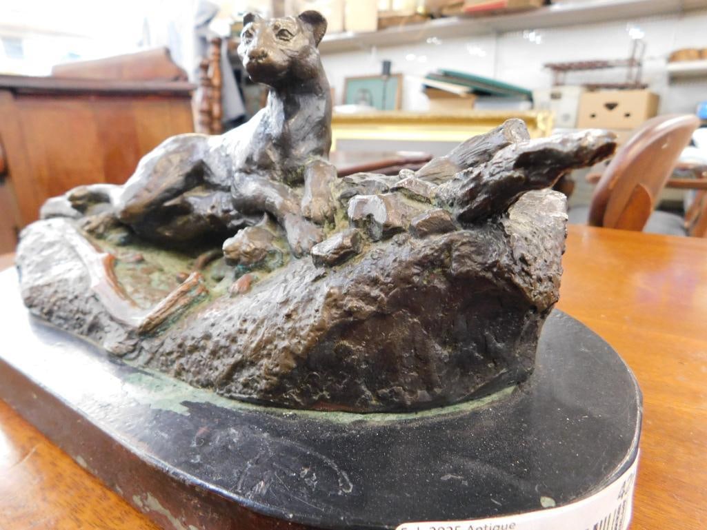R.M. Persinger Solid Bronze Mountain Lioness Sculpture Signed 1982 - L.E 500 - 3