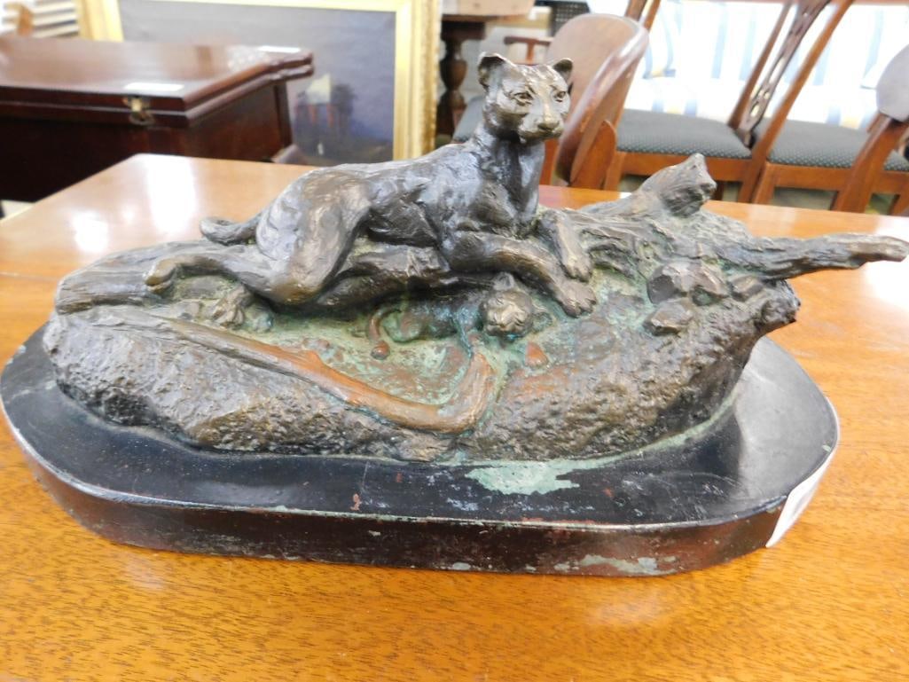 R.M. Persinger Solid Bronze Mountain Lioness Sculpture Signed 1982 - L.E 500 - 8