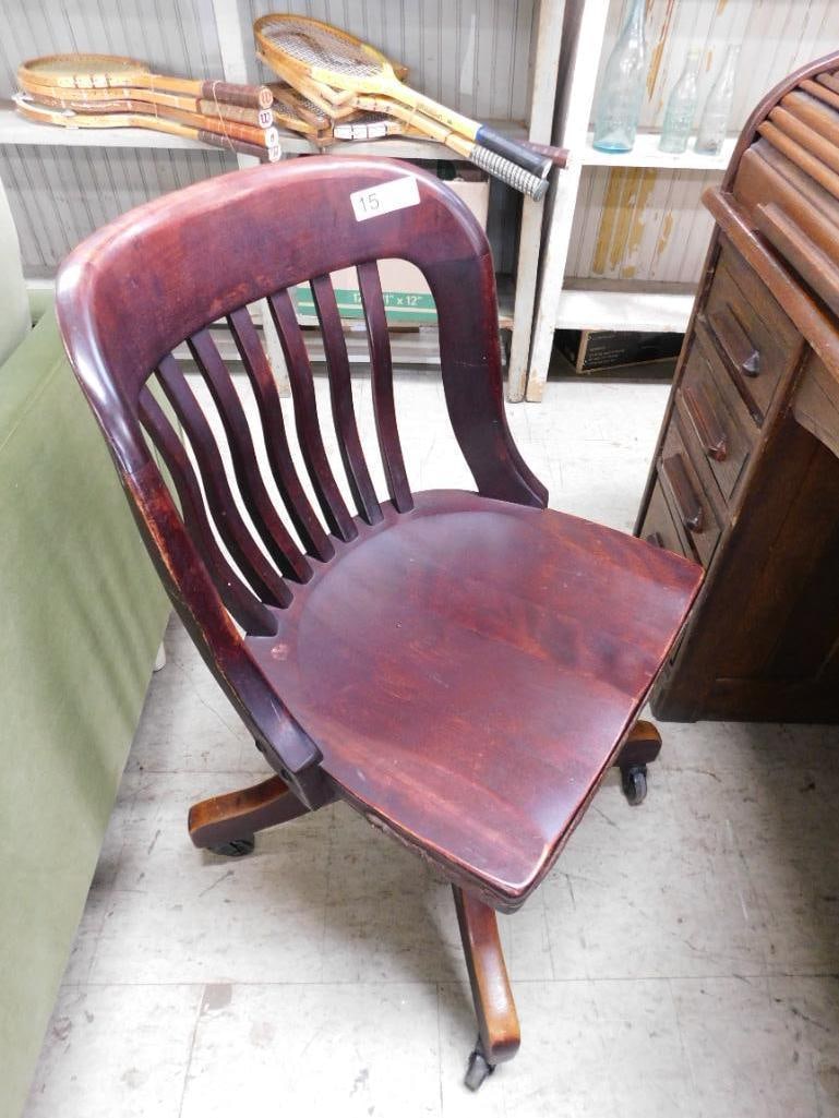 Roll Top Desk with Chair - Desk 49" x 60" x 30" - with Key - 9