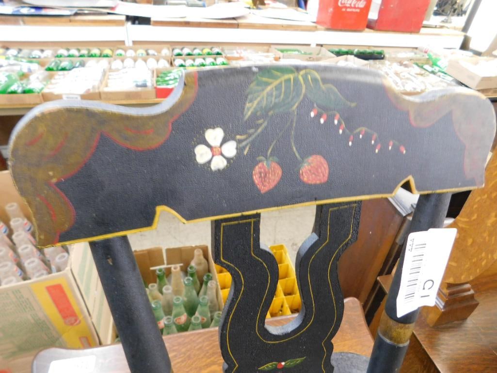 Childs Country Plank Bottom Chair - Hand Painted - 20" x 12" x 10" - 2