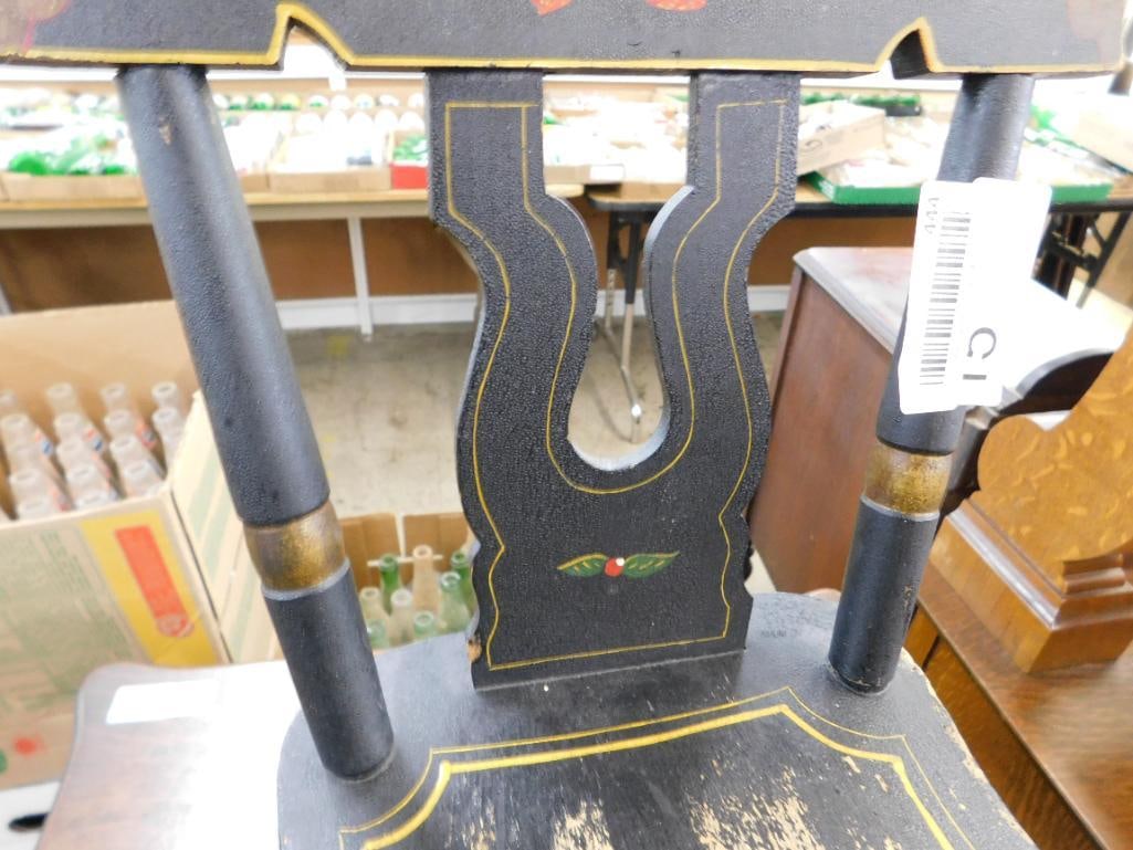 Childs Country Plank Bottom Chair - Hand Painted - 20" x 12" x 10" - 3