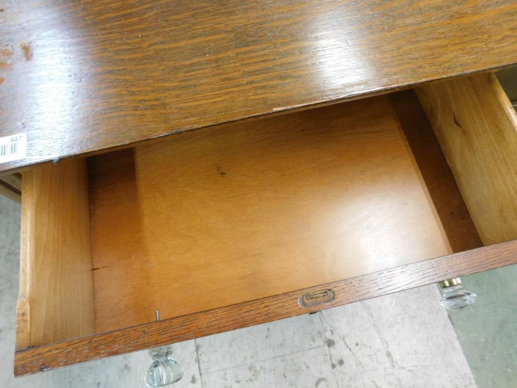 Oak Lowboy Dresser with Mirror - 78" x 50" x 24" - 8