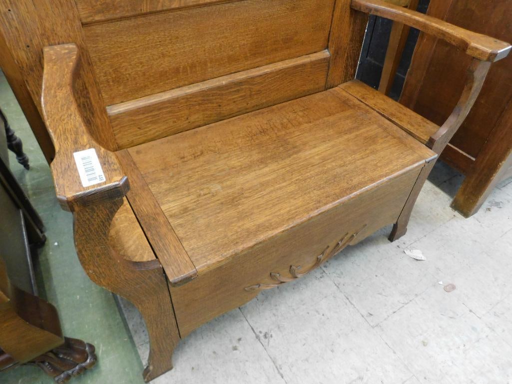 Shield Back Oak Hall Tree - 81" x 37" x 18" - 12