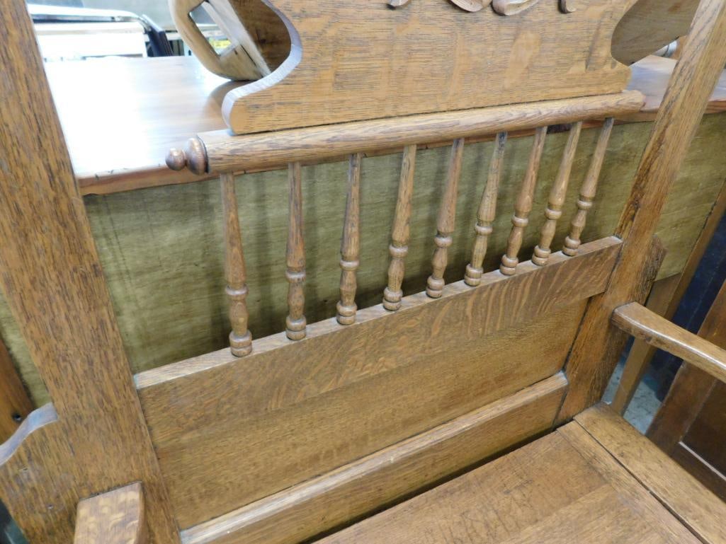 Shield Back Oak Hall Tree - 81" x 37" x 18" - 6