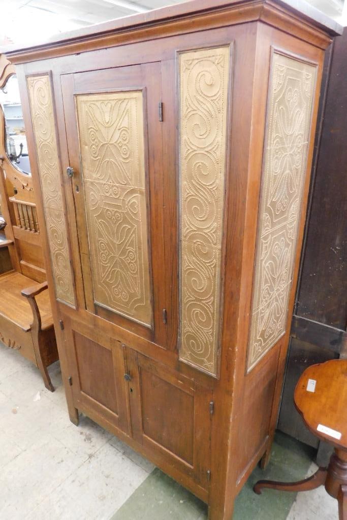 Newberry County Hand Punched Tin Pie Safe - 73" x 43" x 20" (1 of 12)