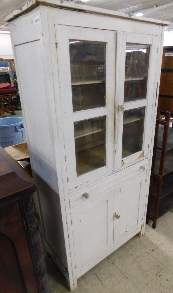 Painted 4 Door 1 Drawer Kitchen Cabinet - Rough - As Is - 70" x 35" x 17" (1 of 9)