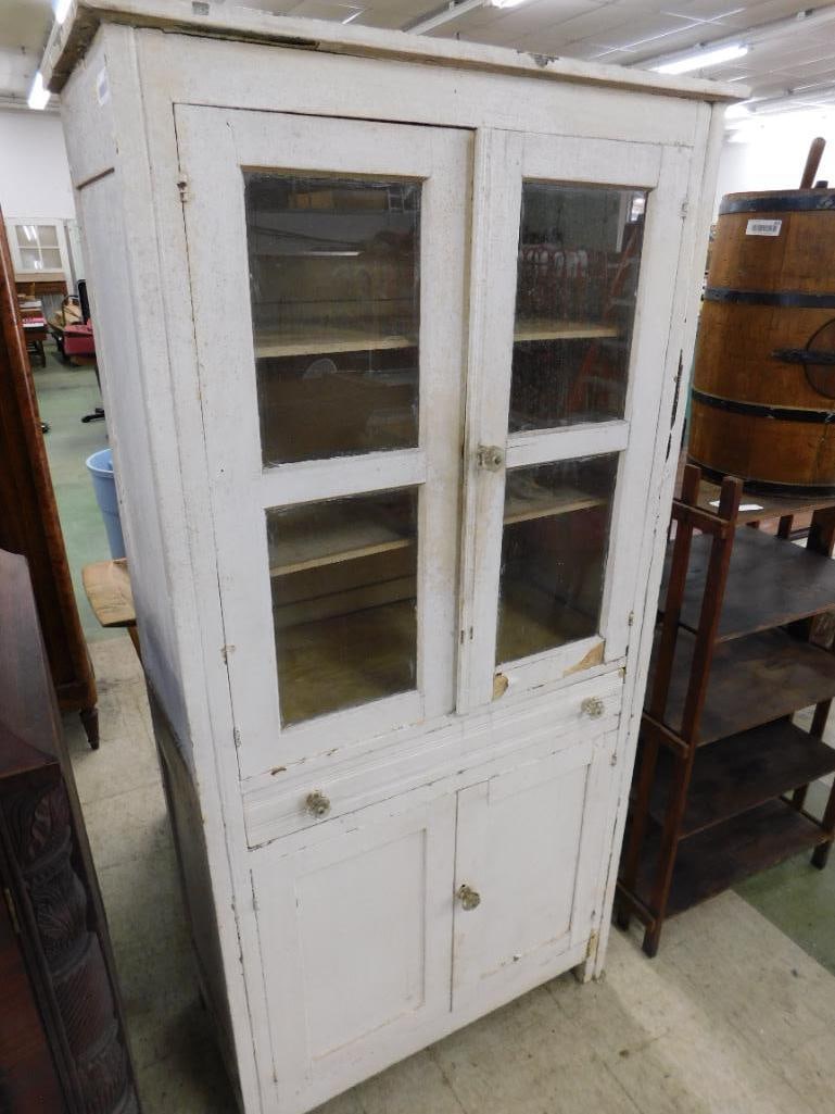 Painted 4 Door 1 Drawer Kitchen Cabinet - Rough - As Is - 70" x 35" x 17" - 8