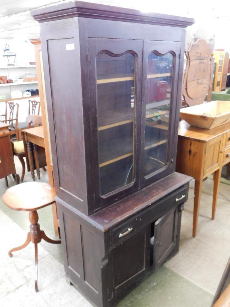 4 Door 1 Drawer 2 Piece China Cabinet - Rough - As Is - 76" x 38" x 25" - 11