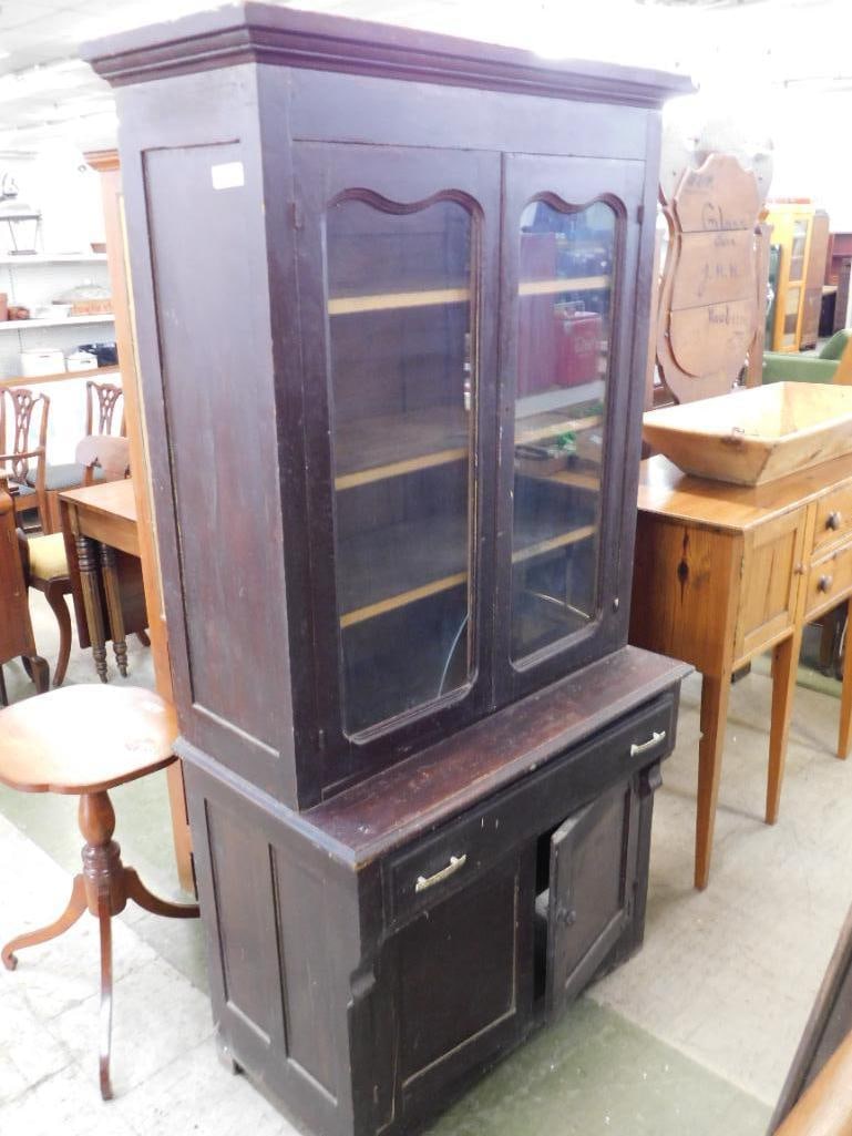 4 Door 1 Drawer 2 Piece China Cabinet - Rough - As Is - 76" x 38" x 25" - 12