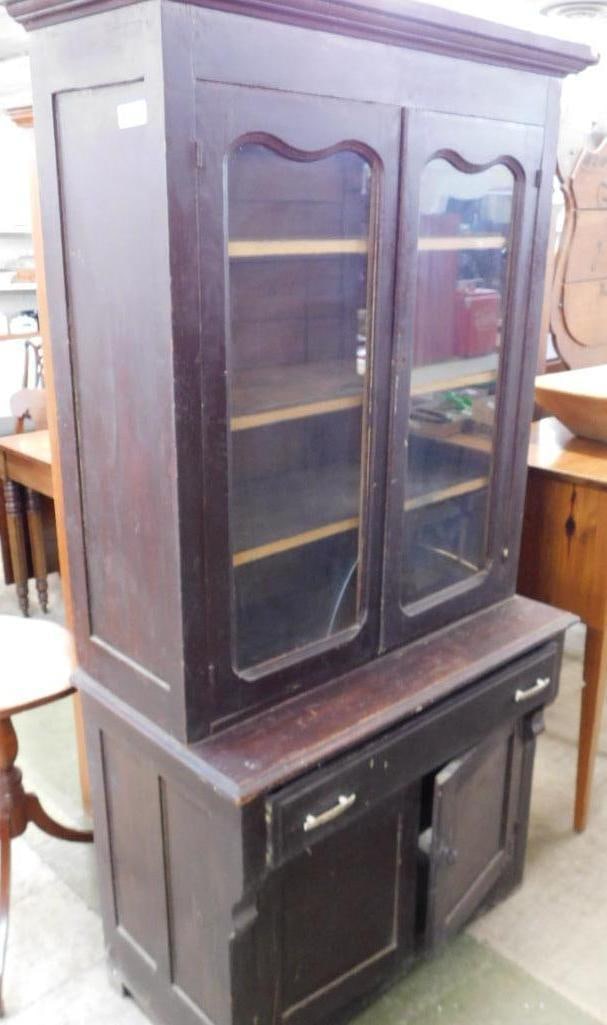 4 Door 1 Drawer 2 Piece China Cabinet - Rough - As Is - 76" x 38" x 25" (1 of 12)