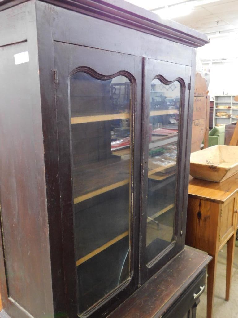 4 Door 1 Drawer 2 Piece China Cabinet - Rough - As Is - 76" x 38" x 25" - 2