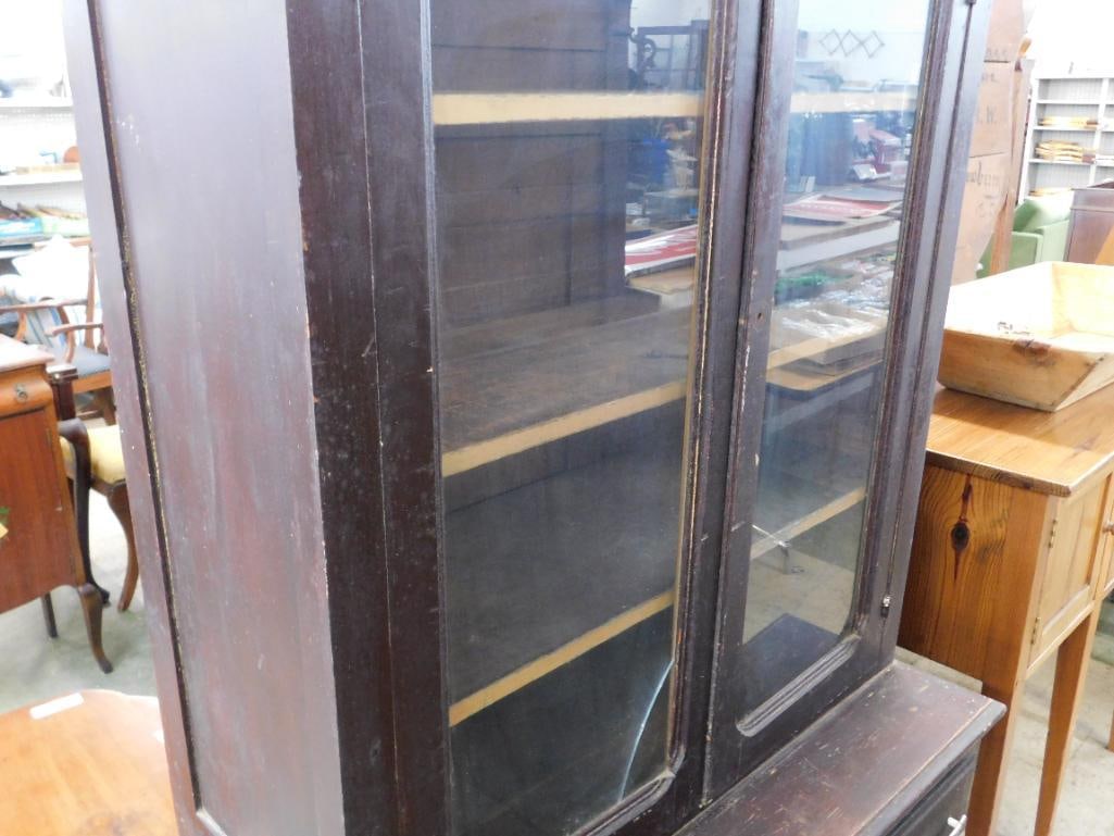 4 Door 1 Drawer 2 Piece China Cabinet - Rough - As Is - 76" x 38" x 25" - 4