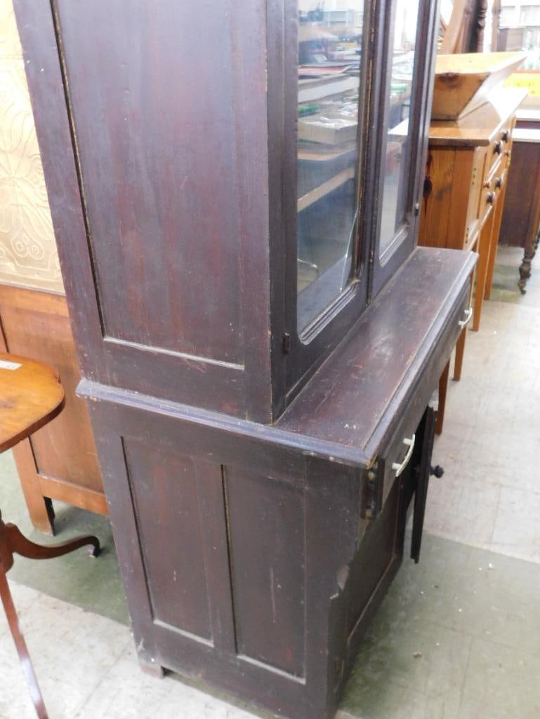 4 Door 1 Drawer 2 Piece China Cabinet - Rough - As Is - 76" x 38" x 25" - 6