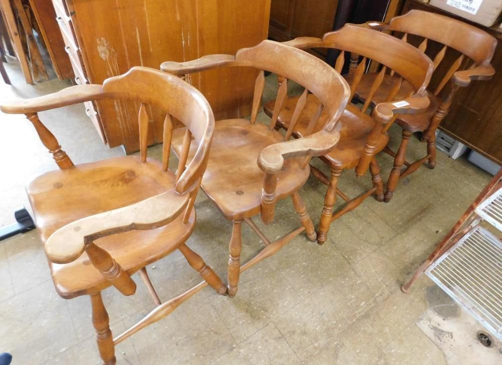 4 Cushman Maple Arm Chairs - Each 30" x 26" x 22" (1 of 8)