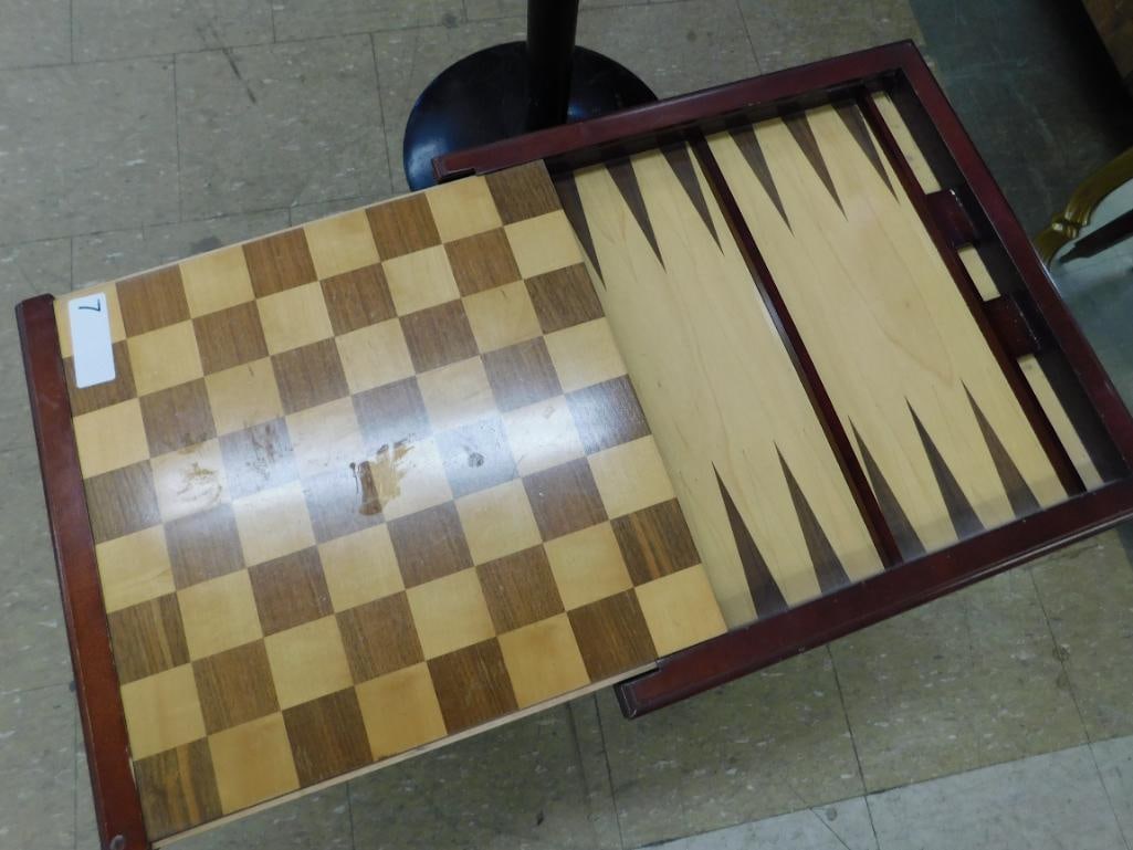 Modern Inlaid Game Table with Glass Chess Pieces - 20" x 16.5" x 16.5" - 5