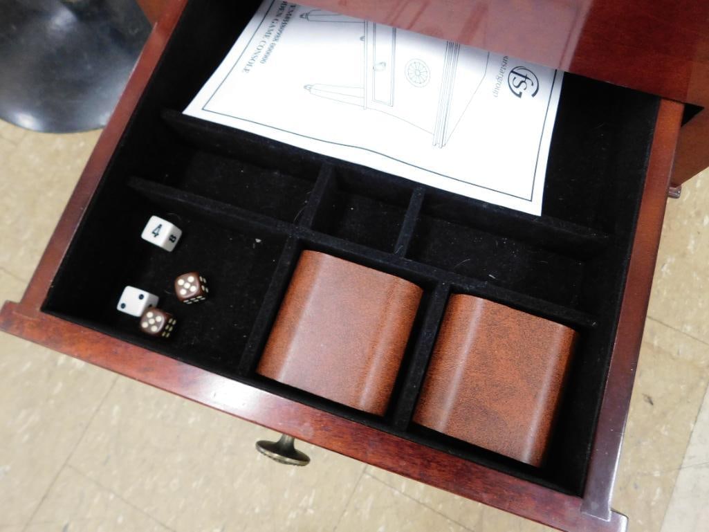 Modern Inlaid Game Table with Glass Chess Pieces - 20" x 16.5" x 16.5" - 7