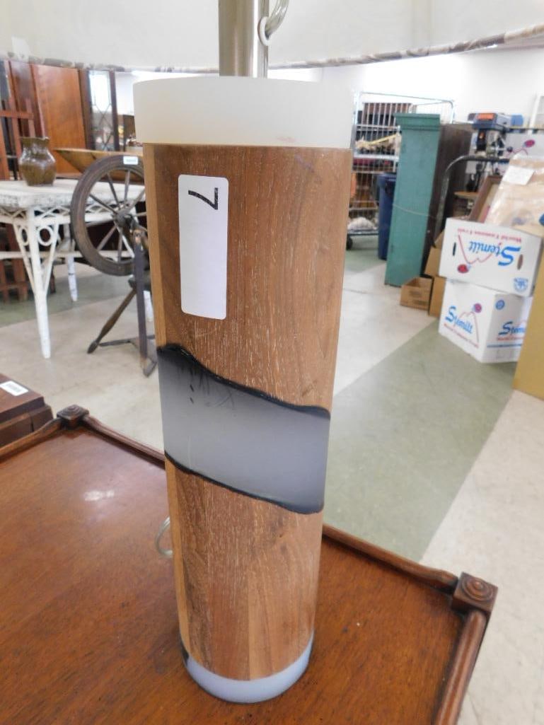 Pair of Modern Wood and Resin Molded Table Lamps - Each 28.5" x 16" - 3
