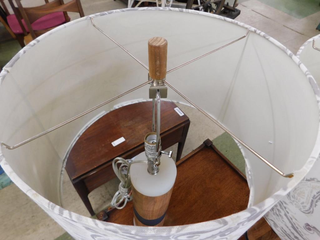 Pair of Modern Wood and Resin Molded Table Lamps - Each 28.5" x 16" - 5