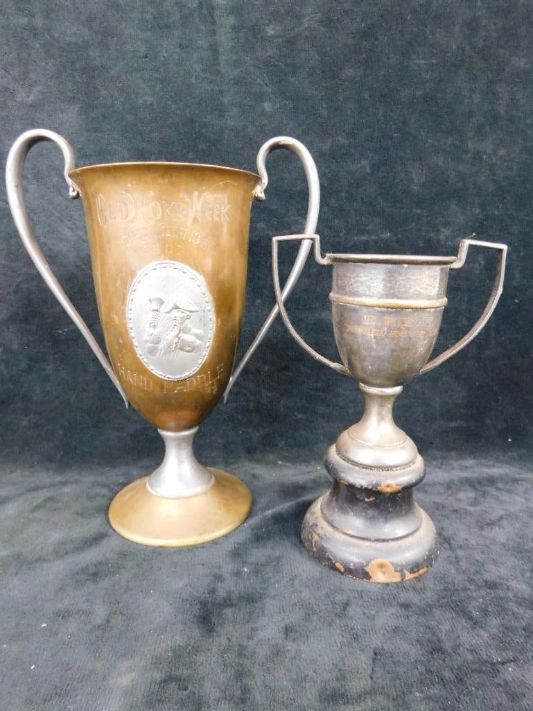 Lot of 2 Vintage Trophies - 1907 Providence RI "Home Week" - 7.5" Tall and - 16