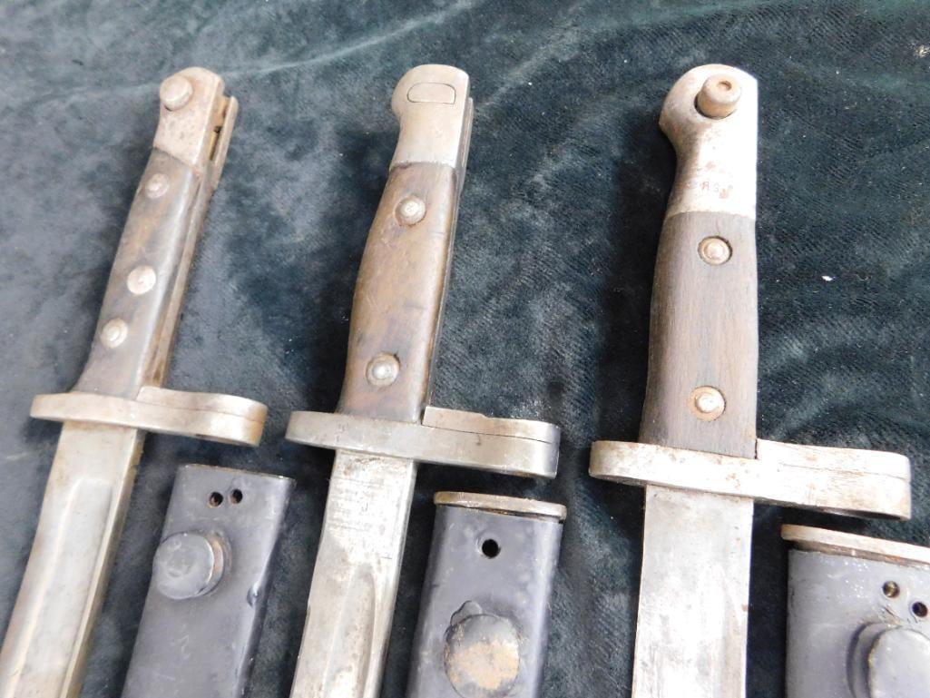 Group of 3 Vintage 14.5" Bayonets with Sheaths - 12