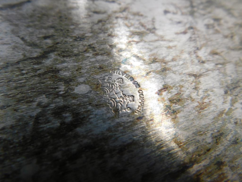 Vintage Silver on Copper Handled Serving Tray - 2.5" x 28" x 16.25" - 8