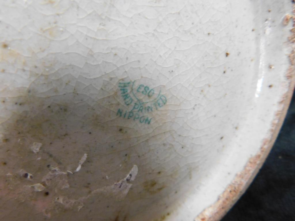 Large Vintage Hand Painted Nippon Porcelain Double Handled Vase - 16" x 9" - 12