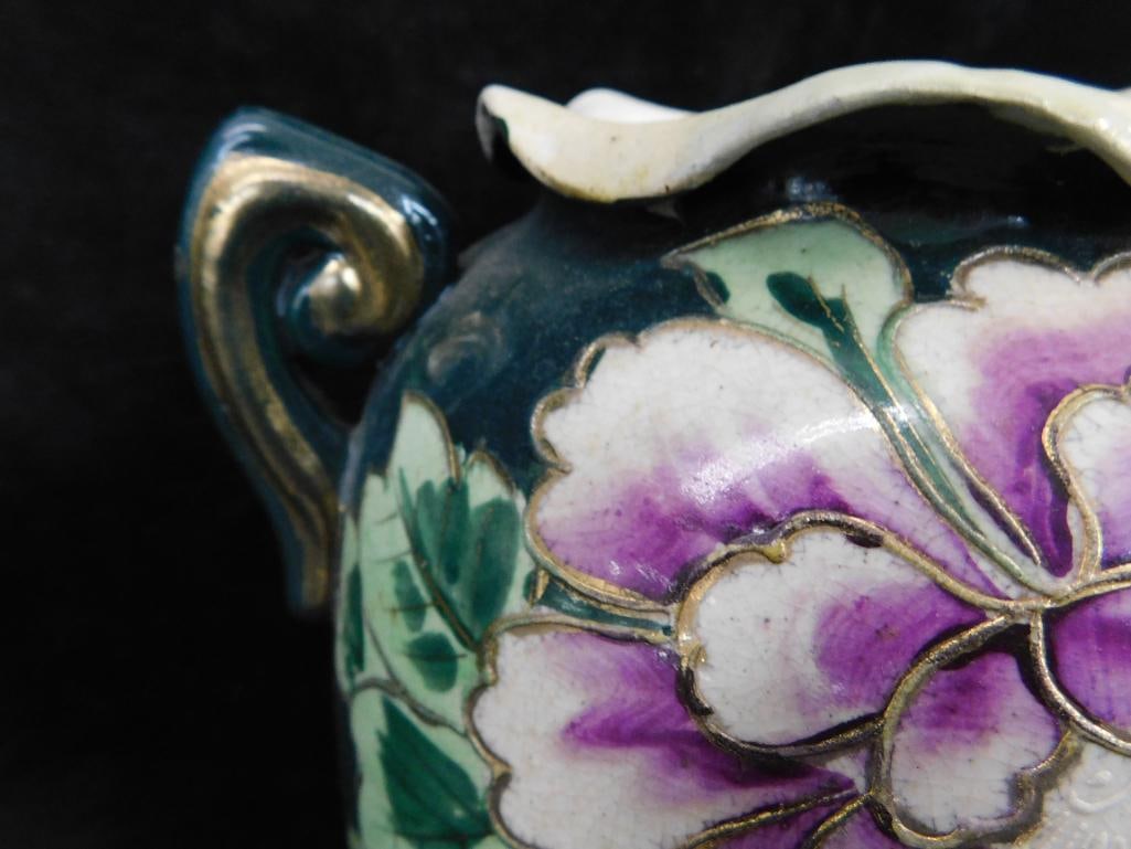 Large Vintage Hand Painted Nippon Porcelain Double Handled Vase - 16" x 9" - 3
