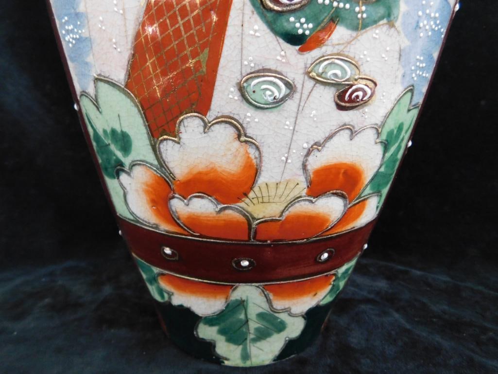 Large Vintage Hand Painted Nippon Porcelain Double Handled Vase - 16" x 9" - 7