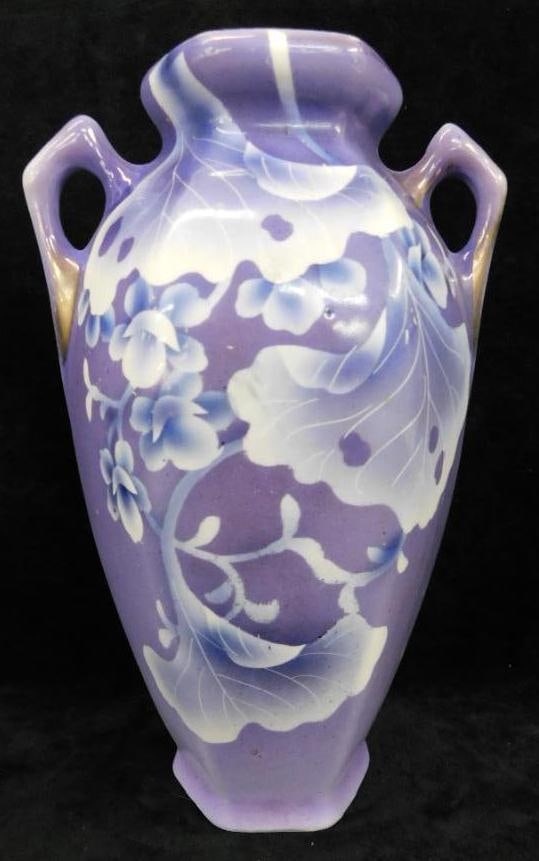 Vintage Hand Painted Royal Nippon Porcelain Double Handled Vase - 10" x 6" x 5.5": See Photos For Details and Condition