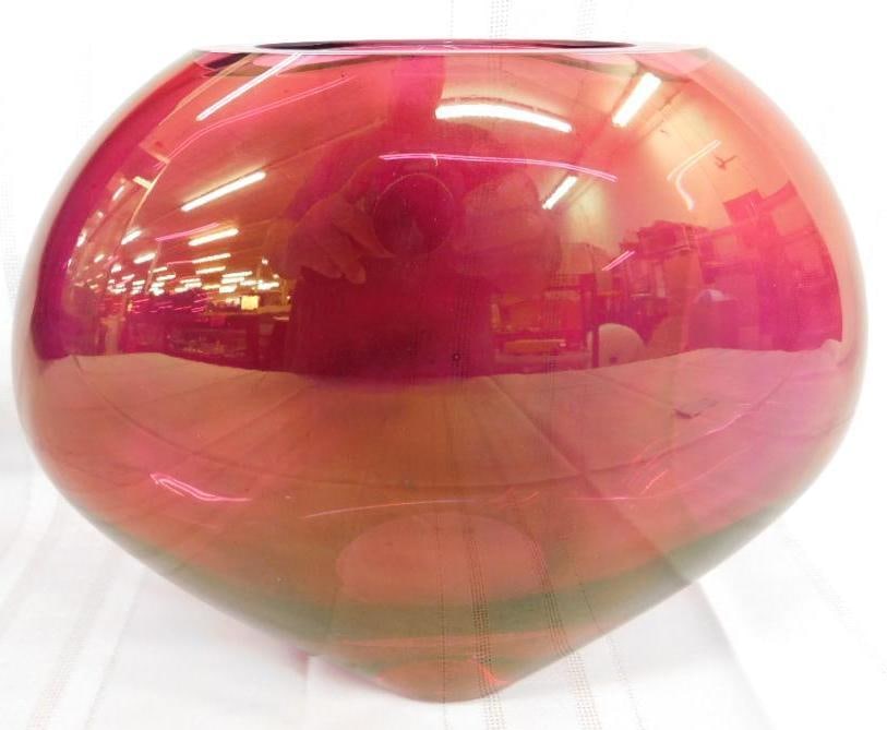 Krosno - Poland - Art Glass Vase - 8.5" x 11" x 4.5": See Photos For Details and Condition 