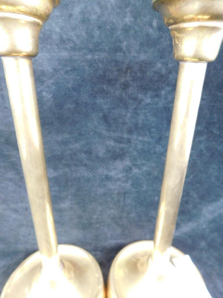 Pair of Vintage Brass Candle Stick Holders - Each 13.5" x 5.5" - 3