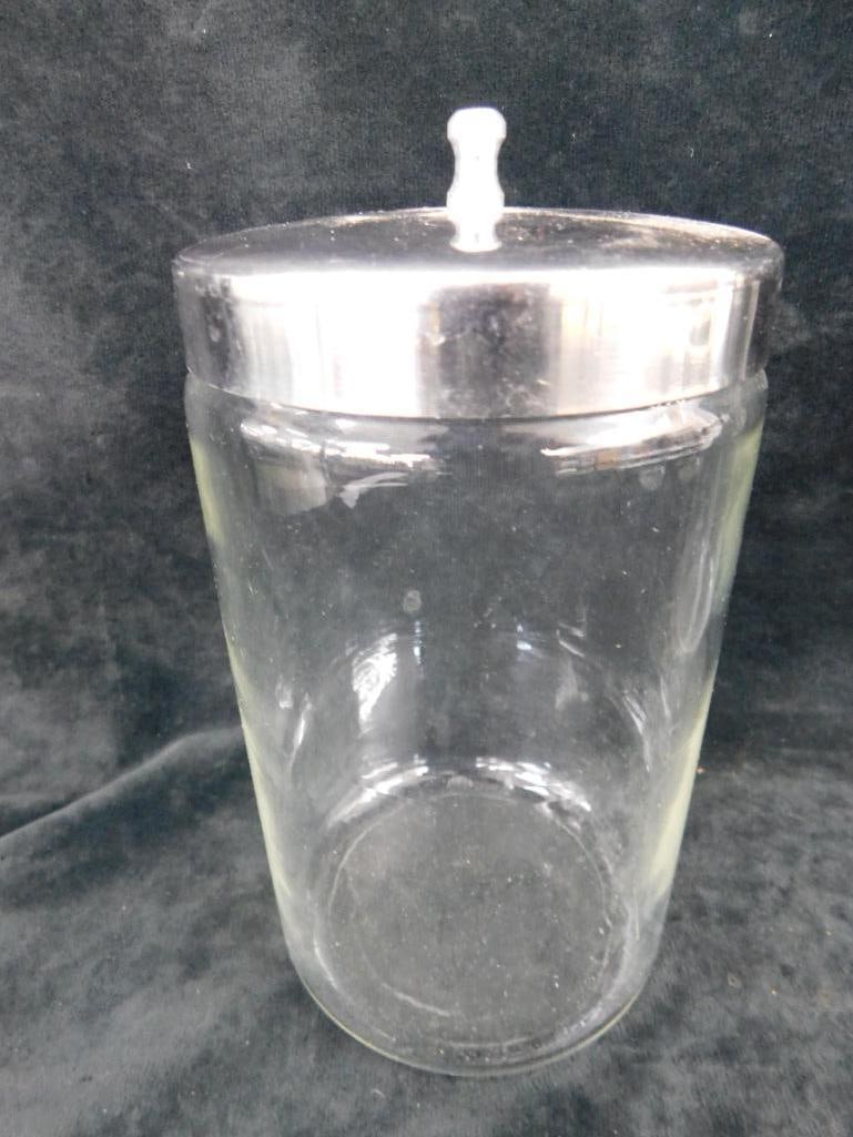 Group of 4 Counter Top Pyrex Doctors Office Apothecary Jars - 2-7.25" - 2-4.25" - 3