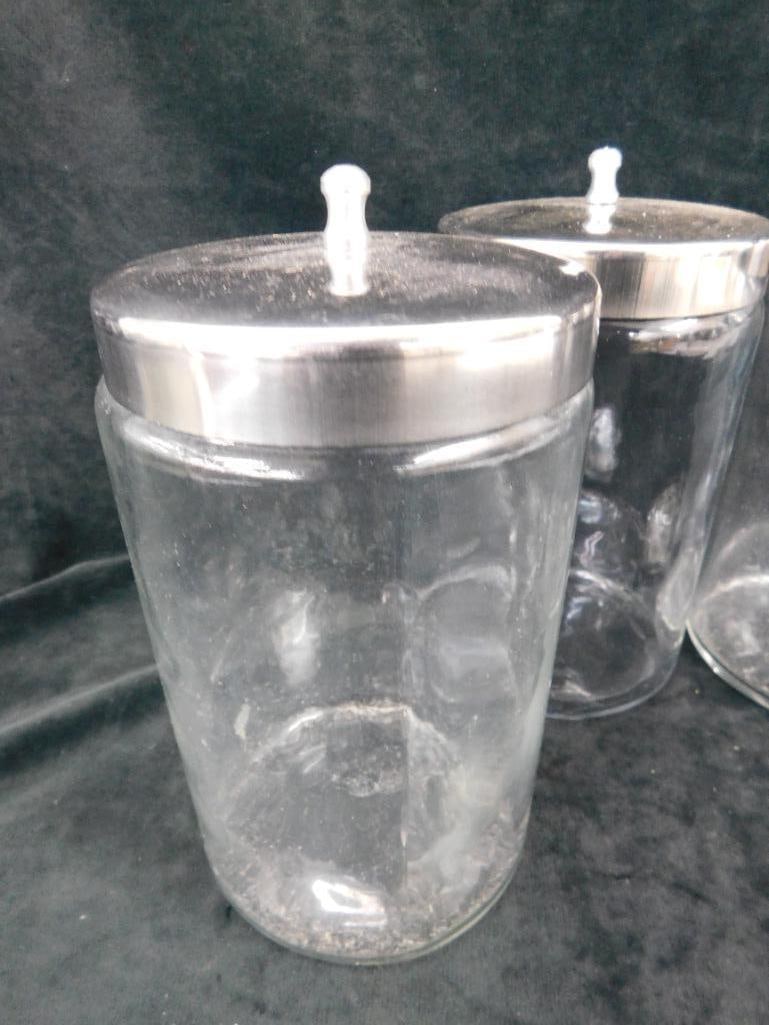 Group of 4 Counter Top Doctors Office Apothecary Jars - Each 8" x 4.25" - 3