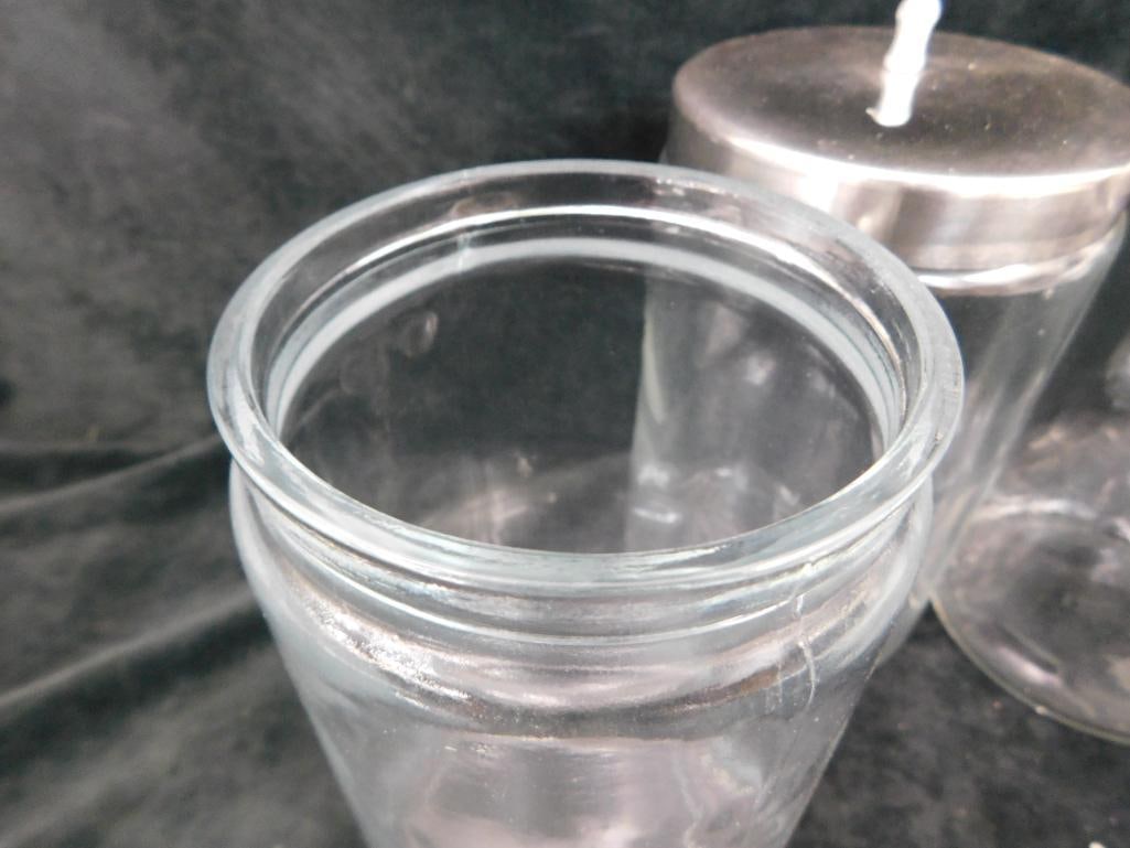 Group of 4 Counter Top Pyrex Doctors Office Apothecary Jars - Each 8" x 4.25" - 4