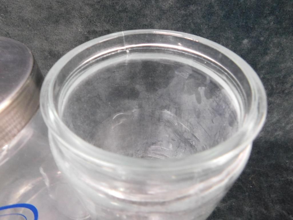 Group of 2 Counter Top Pyrex Doctors Office Apothecary Jars - Each 8" x 4.25" - 5