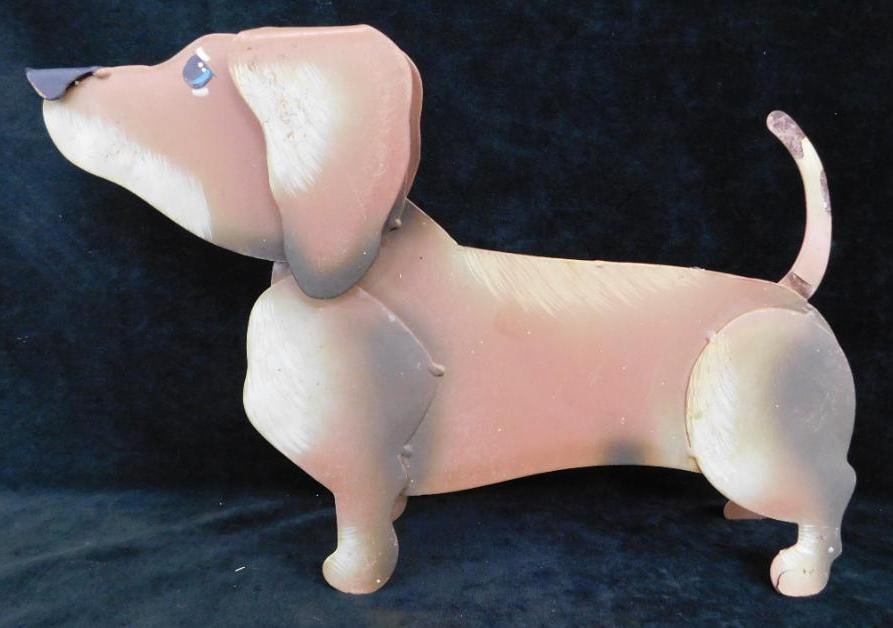 Modern Painted Metal Dog Figure - 9" x 14" x 3": See Photos For Details and Condition 