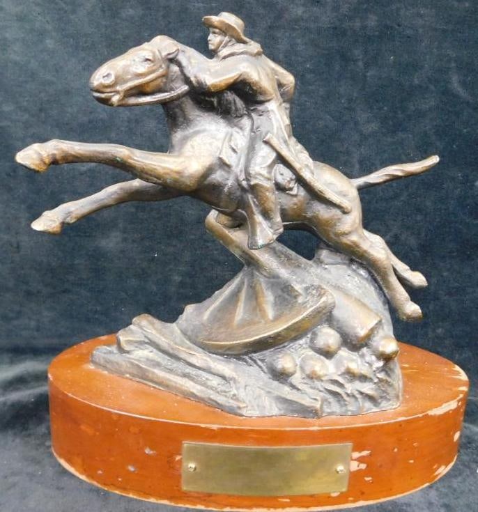 1963 Signed Avard Fairbanks Bronze Cavalry Statue - 8.75" x 9.5" x 5" (1 of 10)