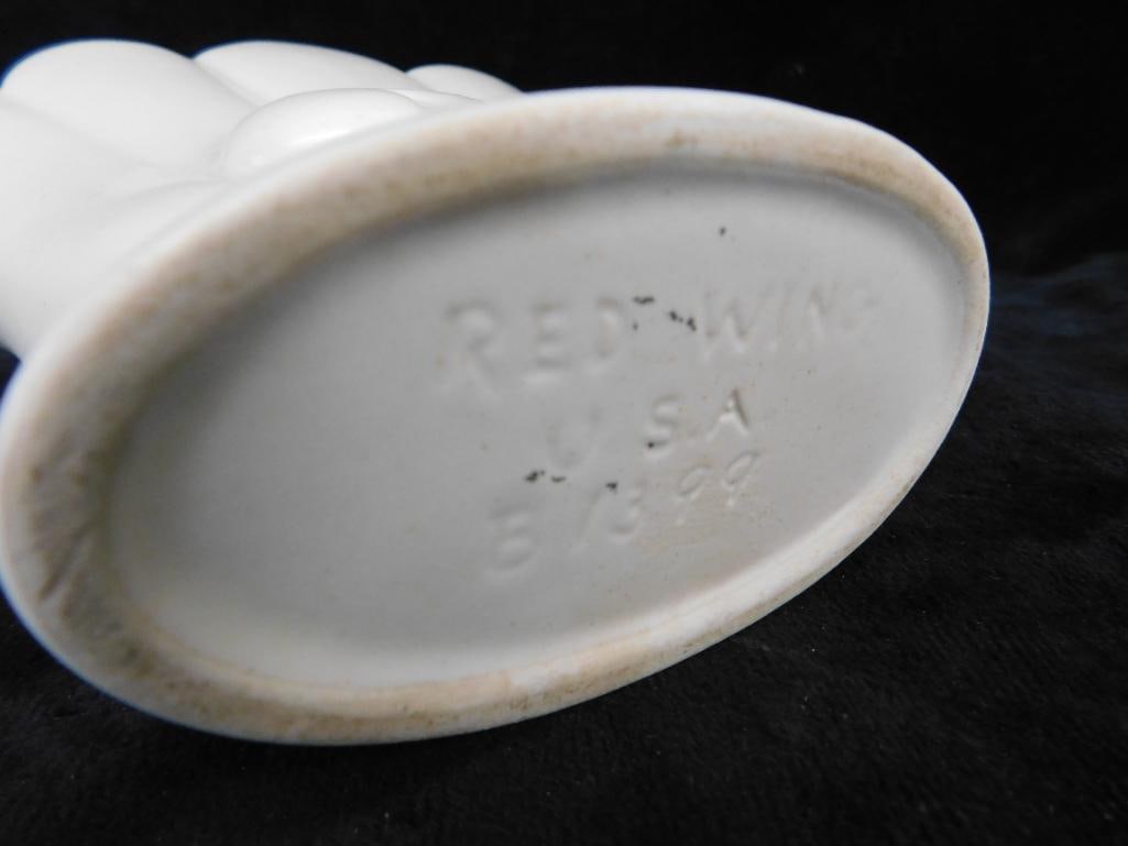 Pair of White Glaze Red Wing Pottery Vases - 7.75" x 4.25" x 3" - 5" x 6" x 2.5" - 7