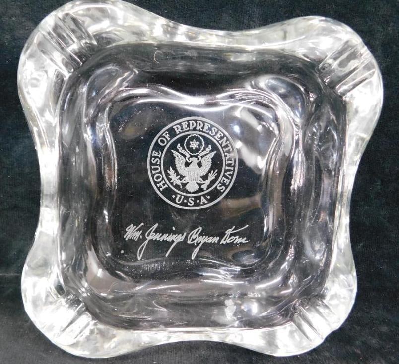 US House of Representatives Ashtray - William Jennings Bryan Dorn - 2.75" x 6.5" x 6.5": See Photos For Details and Condition 