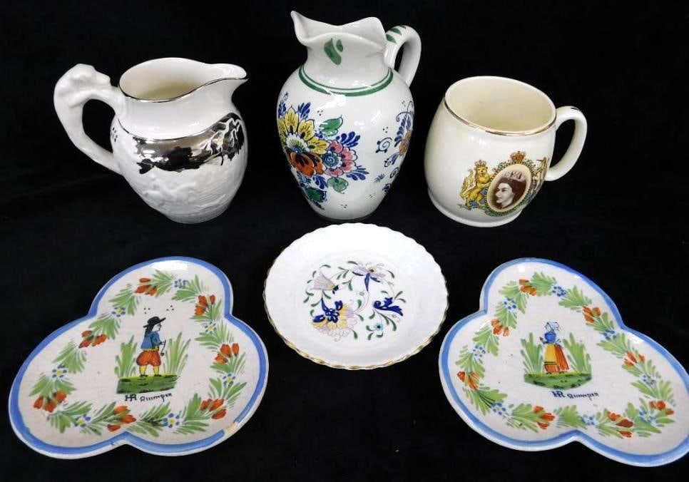 Box Lot of Misc. Porcelain - Quimper - Coalport - Wedgwood - Queen Elizabeth Coronation: See Photos For Details and Condition 