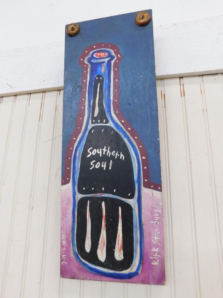 Southern Folk Art Painting on Wood - "Southern Soul" - Signed Kirk Stansbury - 20" x 7.25" - 7