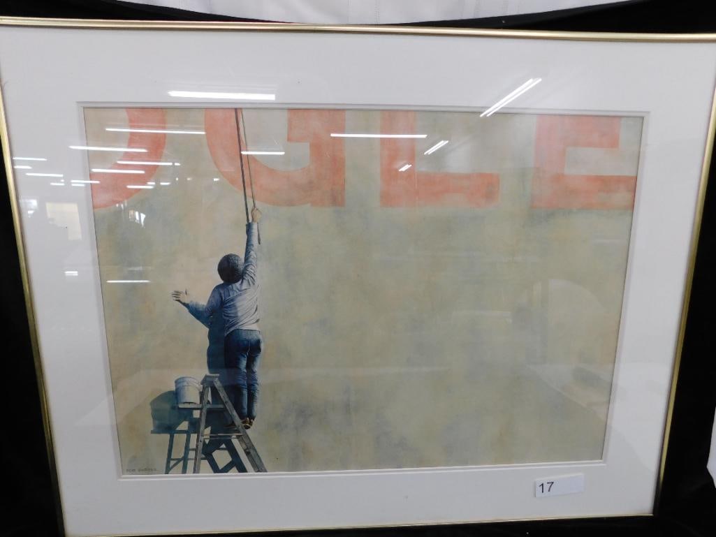 Modern Lithograph - Signed Rob Barbee - Graffiti Artist - Framed - 24.25" x 31.25": "The Achiever" - See Photos For Details and Condition 