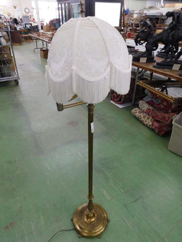 Vintage Brass Floor Lamp with Swing Out Shade - 60" x 16" - 9