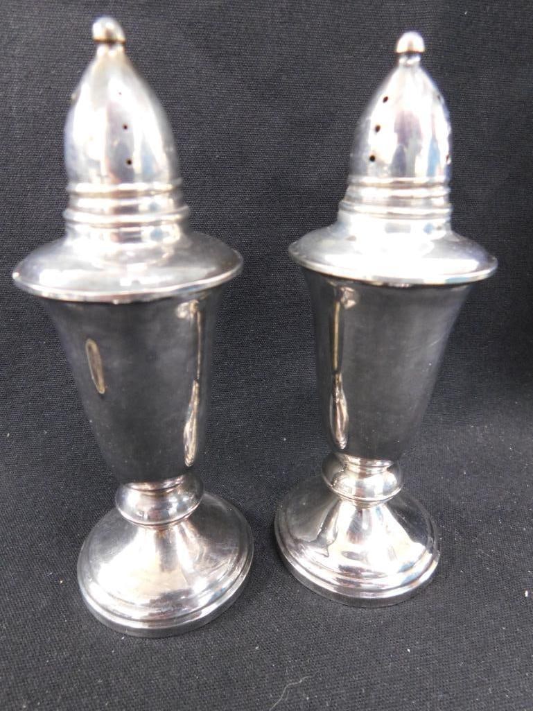 Sterling Silver - 4 Salt and Pepper Shakers - Matching Pair of Weighted - 2 Caps - 3
