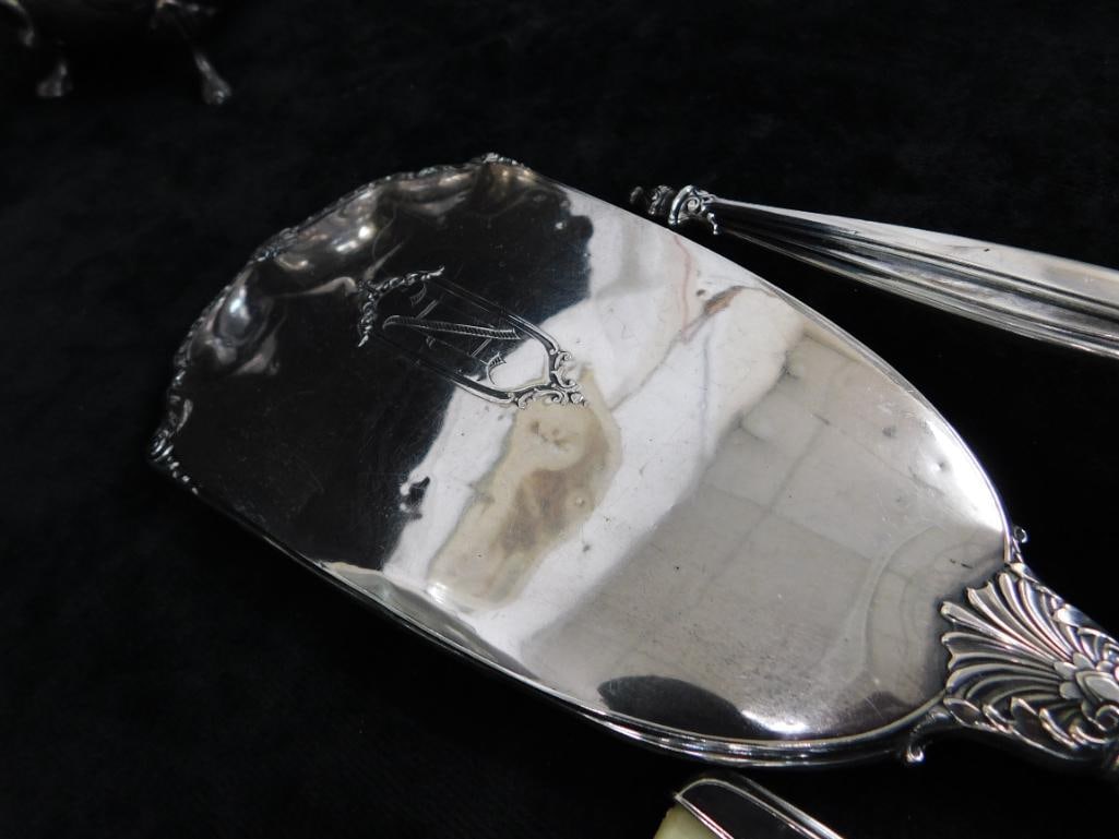 Sterling Silver - Vintage 3 Piece Vanity Set - Brush - Mirror - Comb - Monogrammed - 2