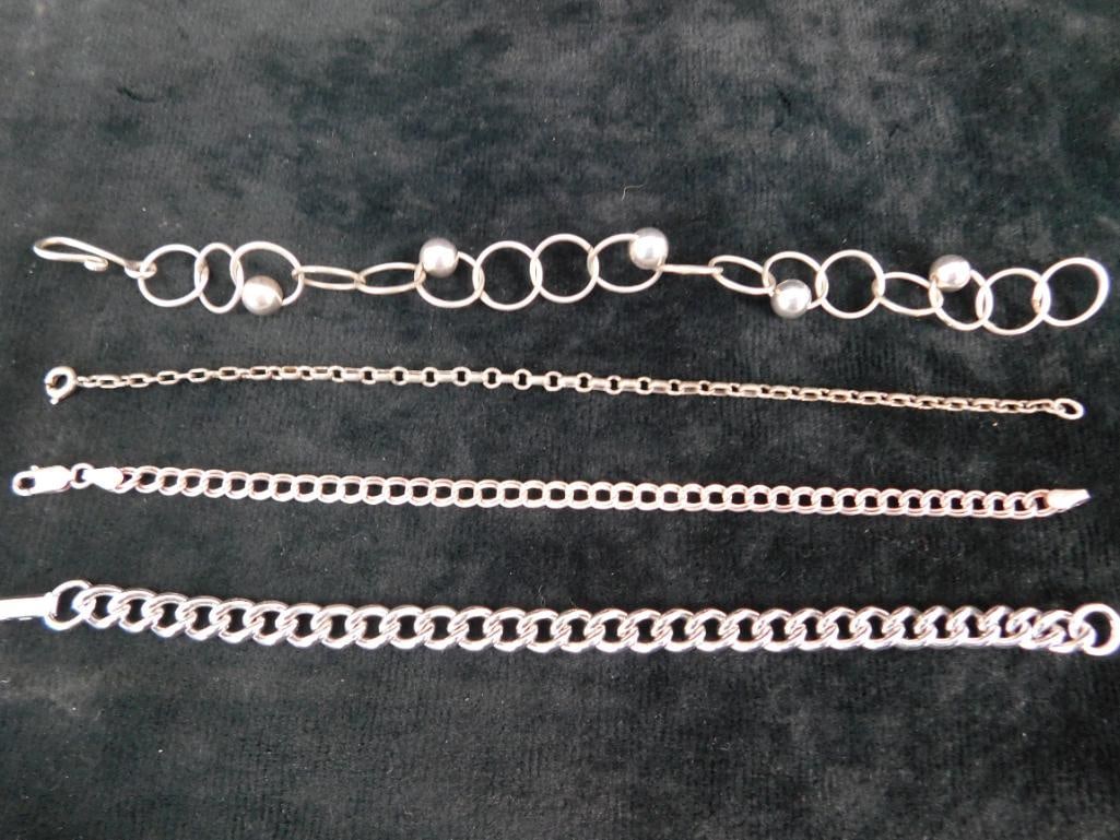 Sterling Silver - 4 Bracelets - 31.93 Grams - 7