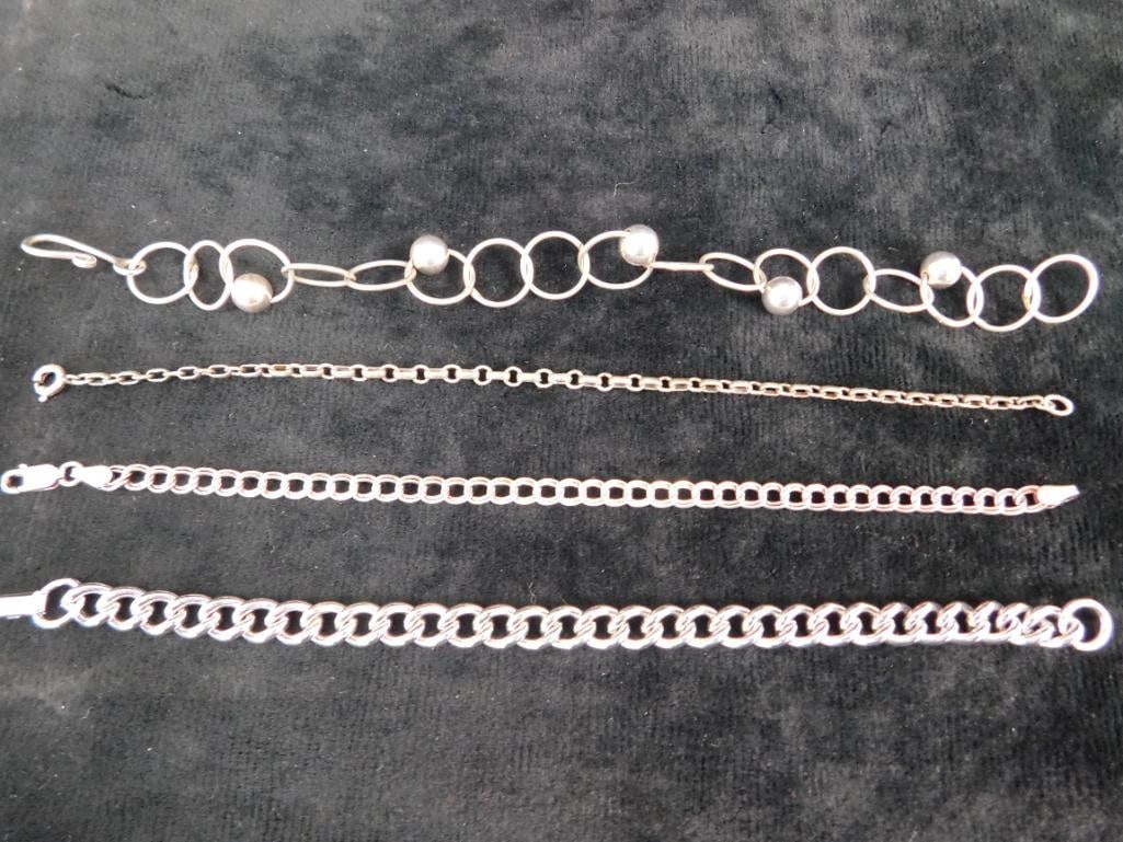 Sterling Silver - 4 Bracelets - 31.93 Grams - 8